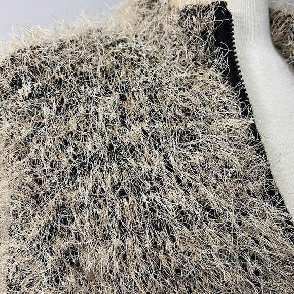 Jamie Sadock Fuzzy Black White Full Zip Jacket Sz L - Picture 11 of 12